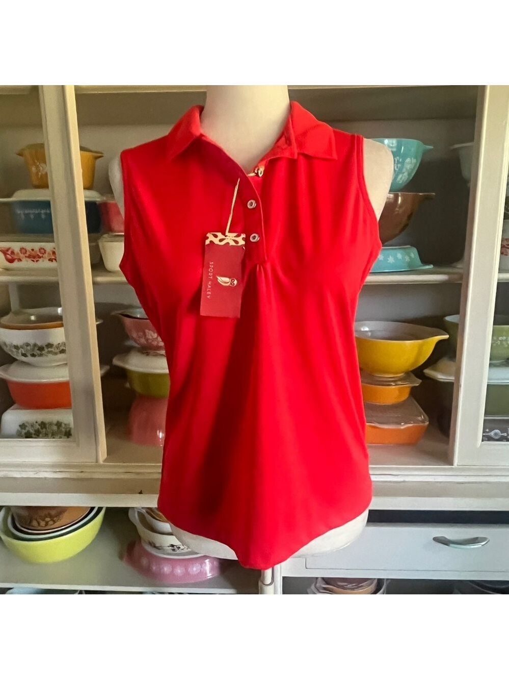 Sport Haley Red Sleeveless Golf Shirt - Size Medium